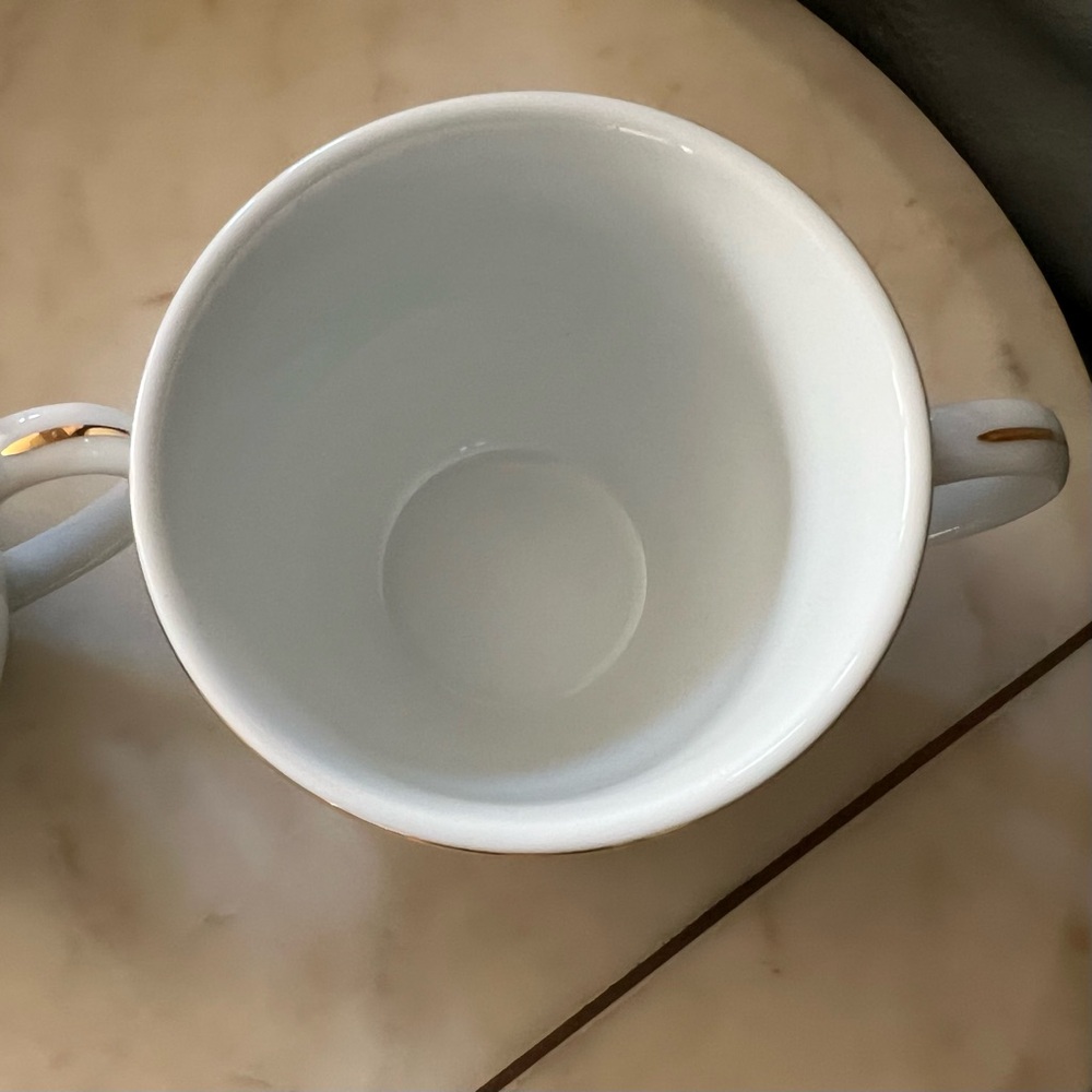 WILLIAMS SONOMA Brasserie JAPAN Gold Band PORCELAIN Tea Coffee Cups SET of 2 - Picture 16 of 16